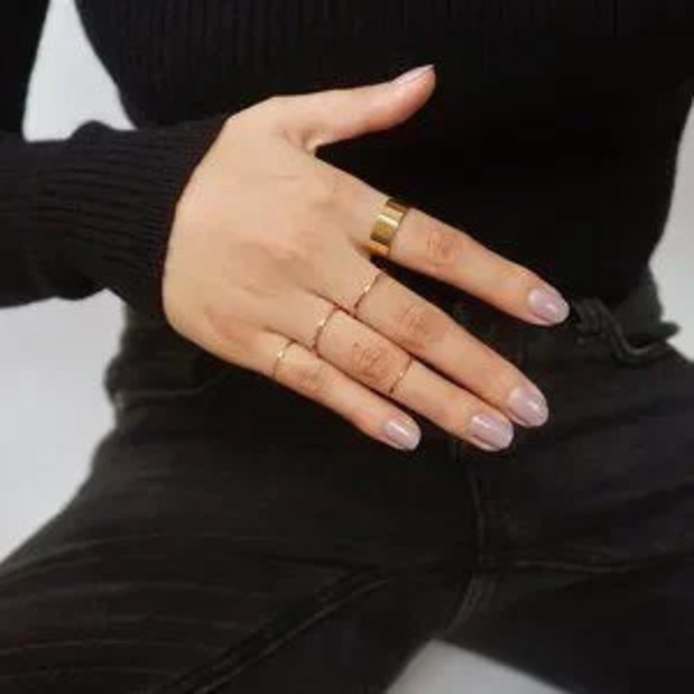 NEW 18K Gold Plated Wide Flat Simple Classic Wedding Ring